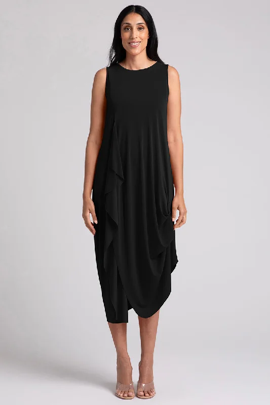 Sleeveless Drama Dress | Black