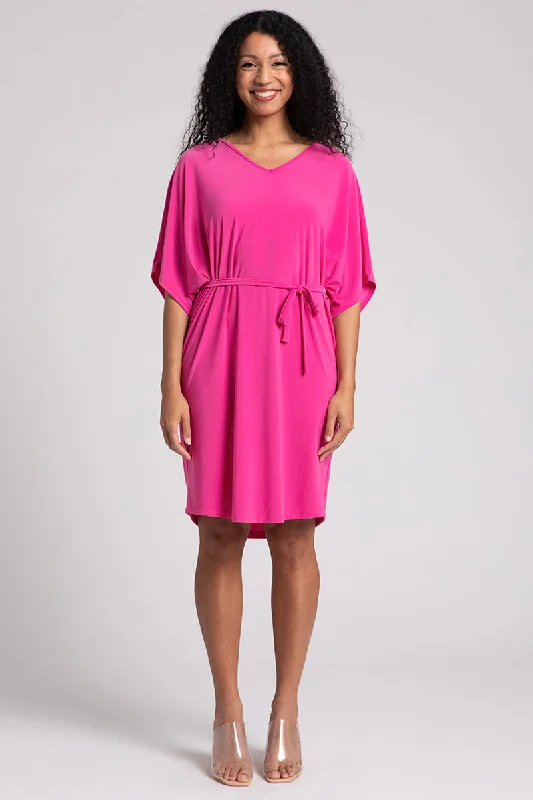 Slouchy V-Neck Dress with Tie | Peony