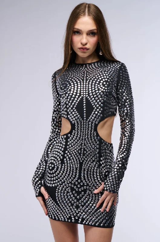 AUDRINA STUDDED CUTOUT MINI DRESS