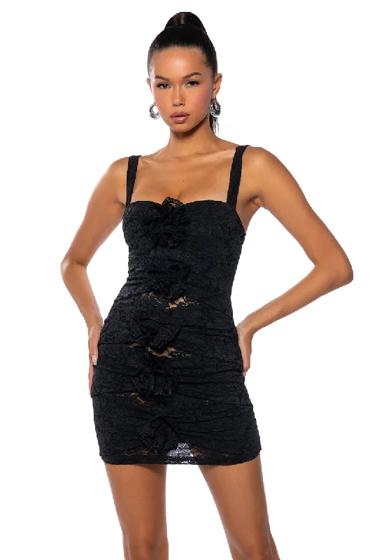 EVERY ROSE HAS ITS THORNS LACE CUTOUT MINI DRESS