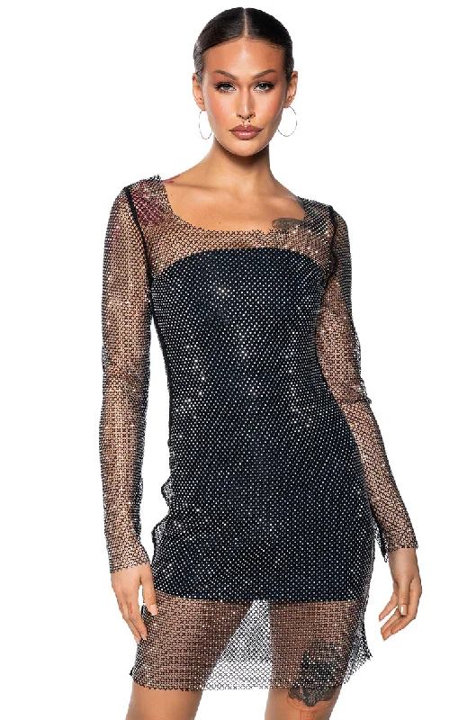 KAMDYN RHINESTONE MESH MINI DRESS