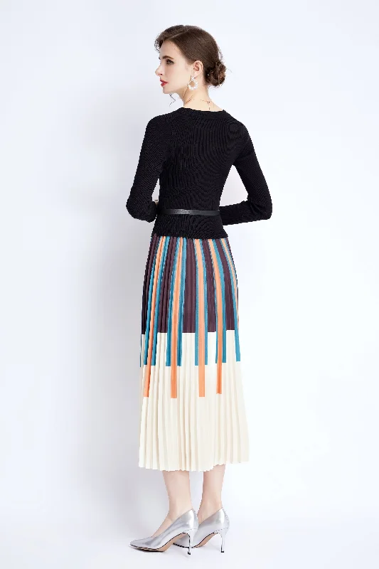 Multicolor Cocktail A-line Crewneck Bracelet Maxi Dress