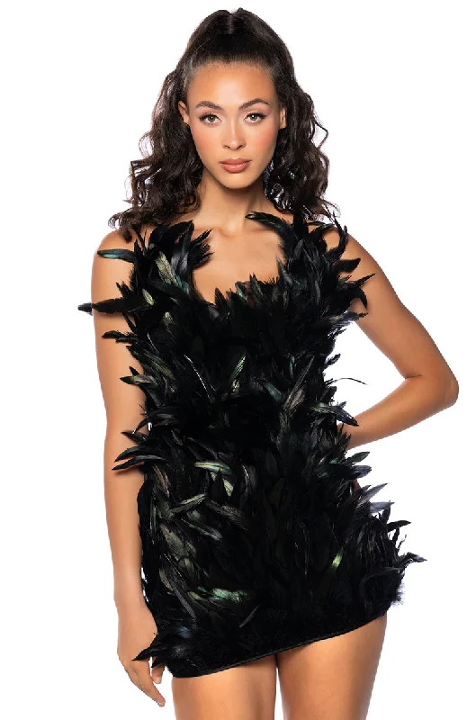 RAVEN FEATHER MINI DRESS