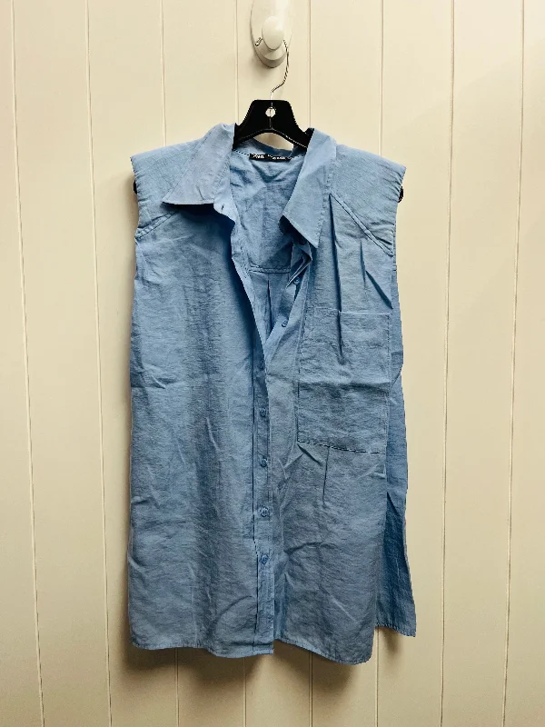 Top Short Sleeve By Zara In Blue, Size: Xl