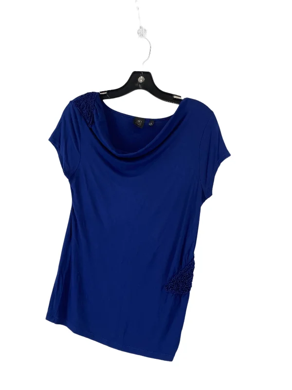 Blue Blouse Short Sleeve Saks Fifth Avenue, Size S