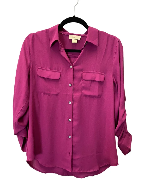 Mauve Blouse Long Sleeve Loft, Size S