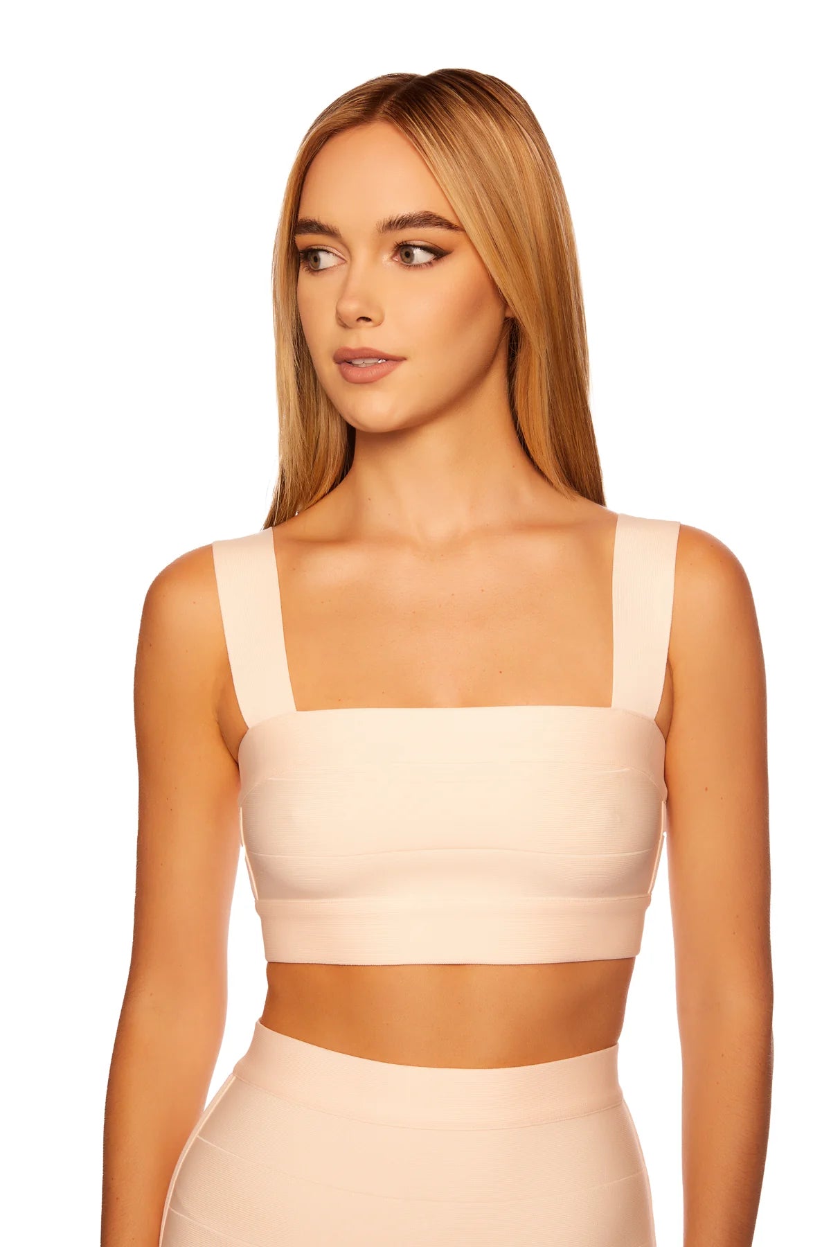 Bandage Wide Stap Crop - Nude