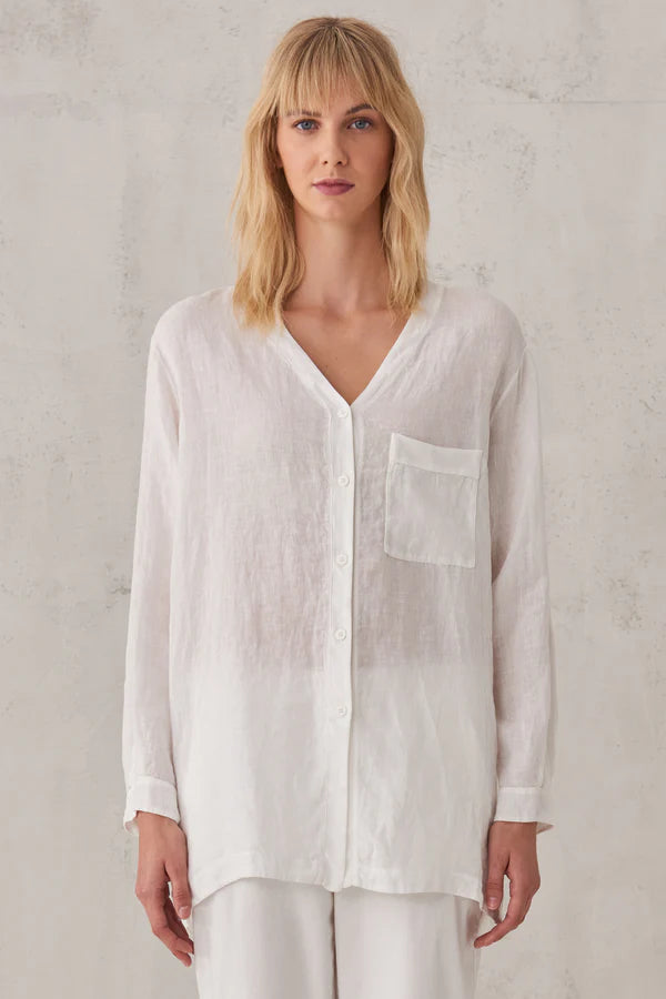 Linen Pocket Shirt - White