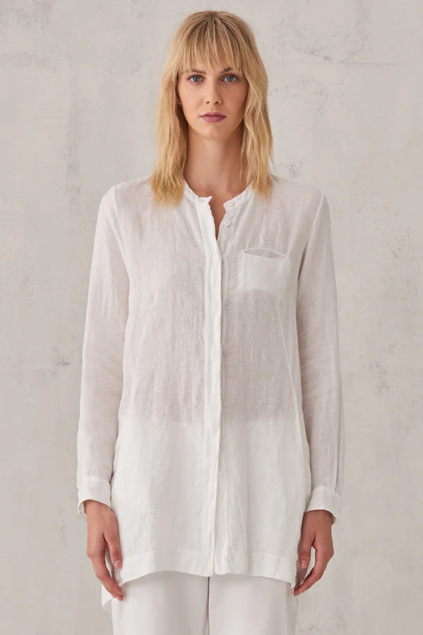 Long Linen Shirt - White