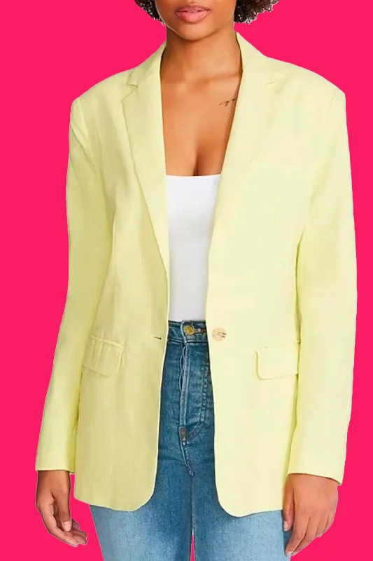 On The Edge Linen Blazer - Sunny Lime