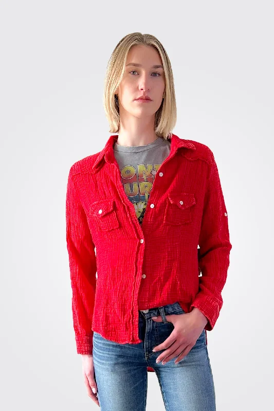 Rose Back Patch Shirt - Red