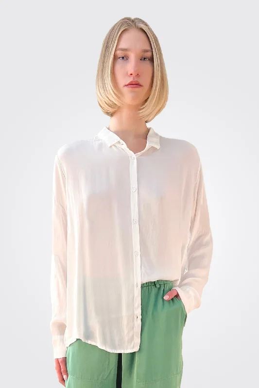 Silk Button Down Blouse - White