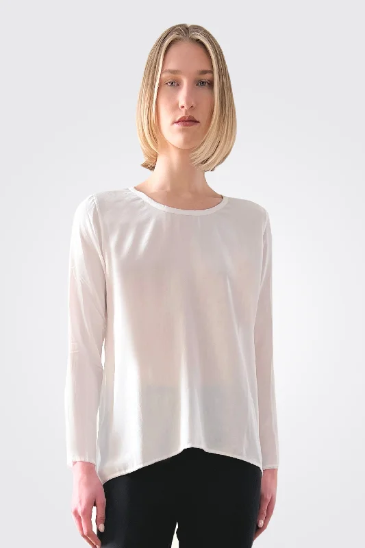 Silk Long Sleeve Shirt - White