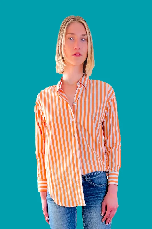 Striped Boyfriend Shirt - Orange