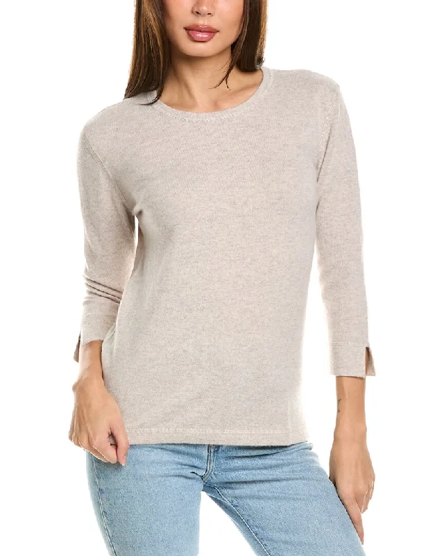 Forte Cashmere 3/4-Sleeve Crew Cashmere Sweater