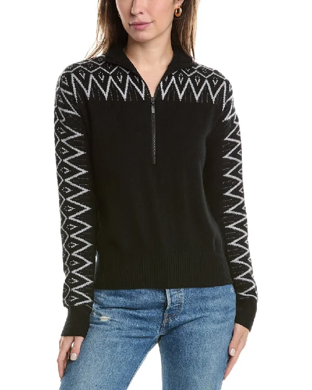 Forte Cashmere Alpine 1/2-Zip Mock Cashmere Sweater