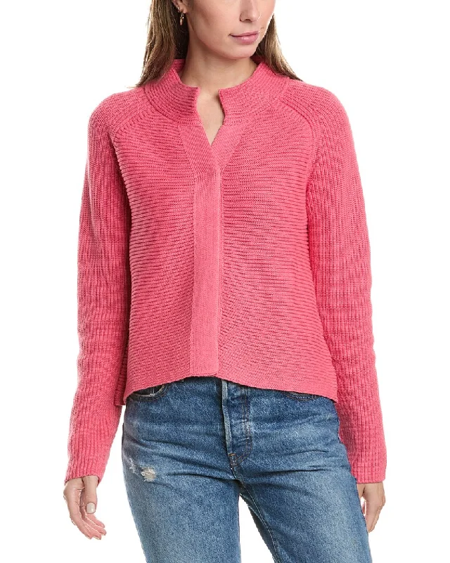 Forte Cashmere Rib Mock Cardigan