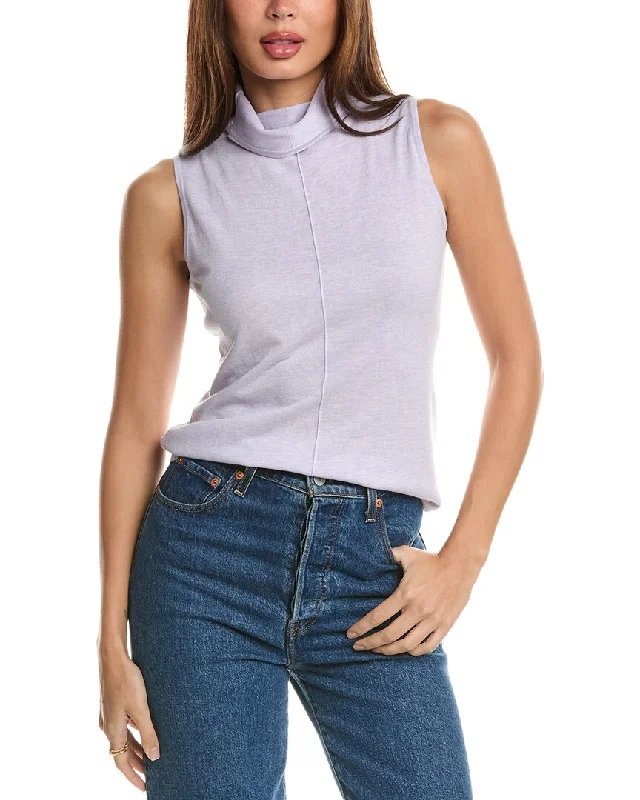 Forte Cashmere Sleeveless Seamed Funnel Silk & Cashmere-Blend Sweater