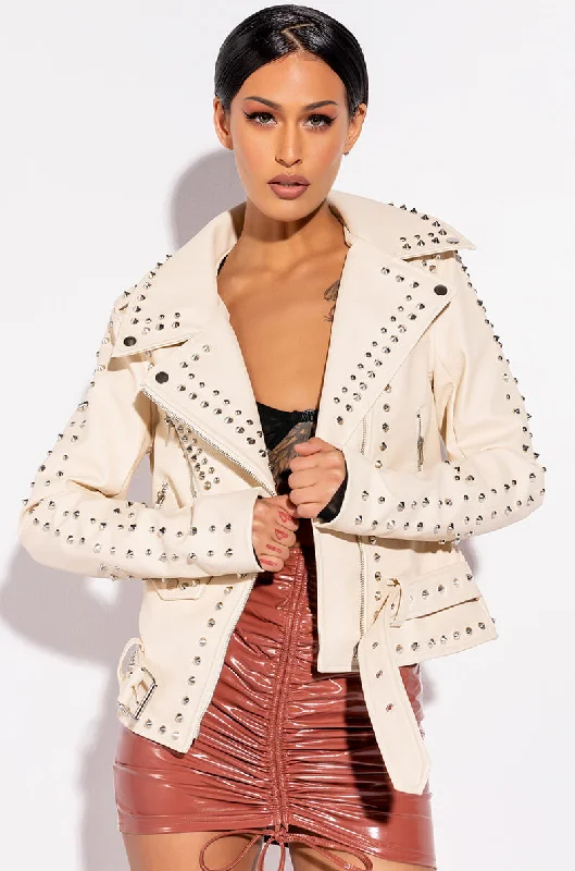 AZALEA WANG SUMMER SET STUDDED MOTO JACKET