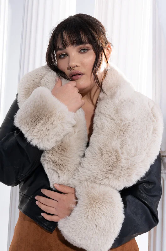 PLUS AZALEA WANG FUR TRIM GISELLE CROP JACKET