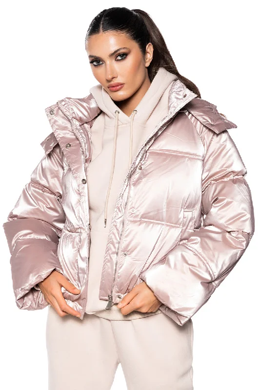 PINK METALLIC PUFFER JACKET